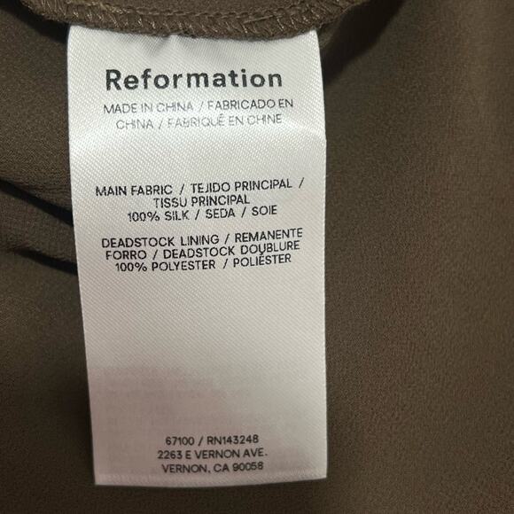 Reformation Morel Brown Anaiis Silk Dress High Neck Open Back Maxi Dress Size 2 - Picture 10 of 11